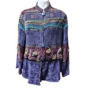 Vintage jacket Flashback tapestry patchwork embroidered vibrant textured large